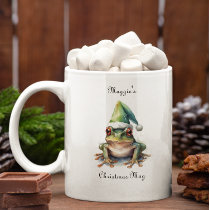 Christmas Green Frog, customizable Two-Tone Coffee Mug