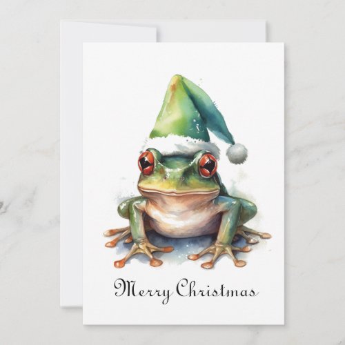 Christmas Green Frog Holiday Card