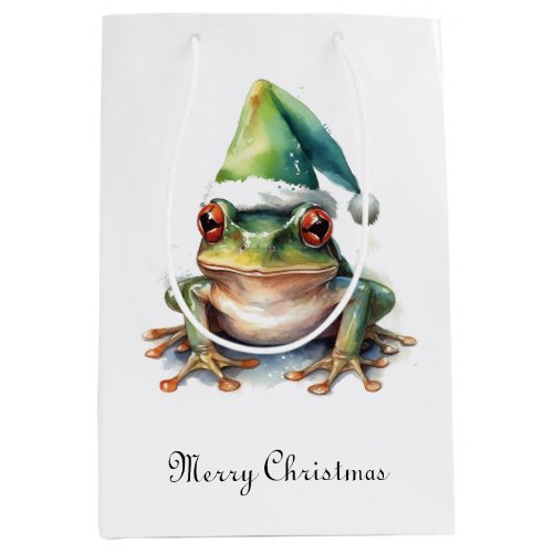 Christmas Green Frog Medium Gift Bag