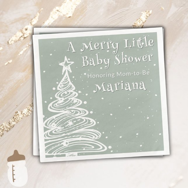 Christmas Green Gender Neutral Baby Shower Paper Dinner Napkins (Creator Uploaded)
