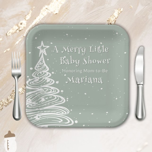 Christmas Green Gender Neutral Baby Shower Paper Plates (Creator Uploaded)