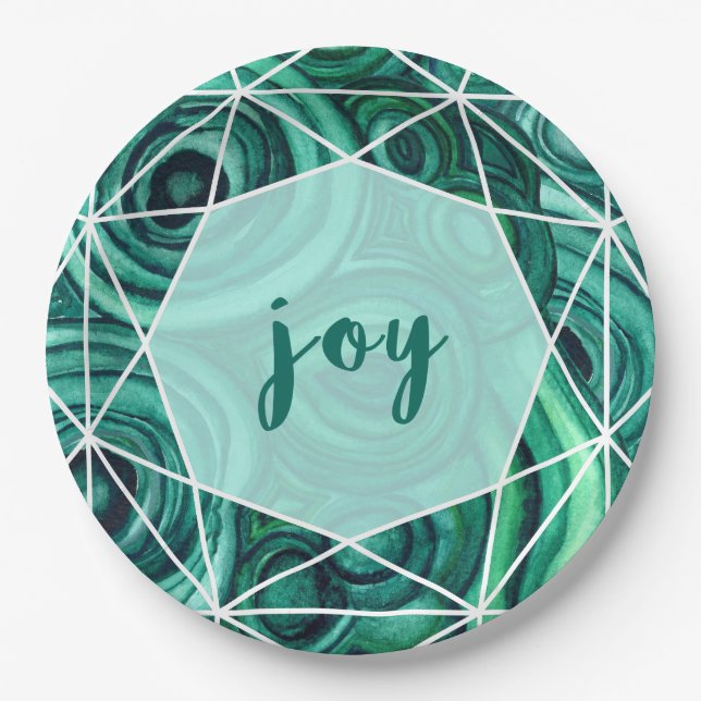 Christmas Green Geode | Joy Paper Plates (Front)