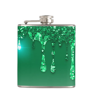 Christmas Green Glitter Adult Stocking Stuffer  Flask