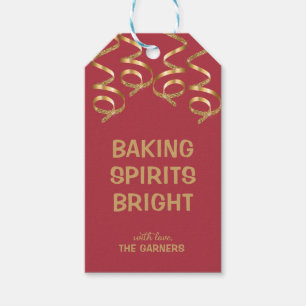 Christmas Green Gold Baking Spirits Gift Tags