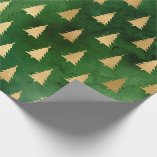 Christmas Green/Gold Tree Pattern Wrapping Paper