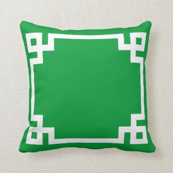 Christmas Green Greek Key Pillow by Jmariegarza at Zazzle