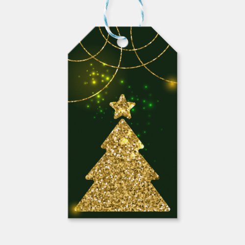 Christmas Green Holiday Glitter Sparkle Gift Tags