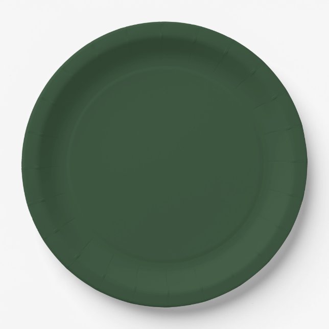 Christmas Green, Holiday Green, Solid Green,  Paper Plates (Front)