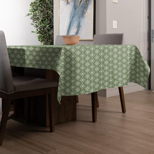 Christmas Green Holiday Snowflake Elegant Pattern Tablecloth