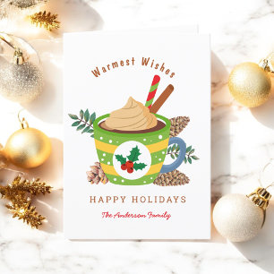 Christmas Green Hot Cocoa Cup   Holiday Card
