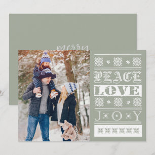 Christmas Green Joy Peace Love Holiday Photo Card