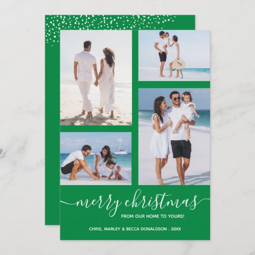Christmas Green Multi Photo Holiday Card