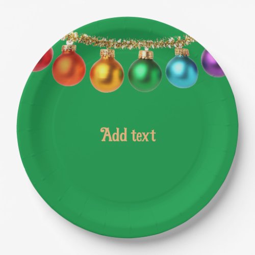 Christmas Green Ornamental Template Paper Plates