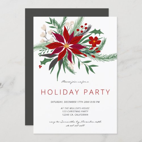 Christmas green pink mistletoe pine Holiday party Invitation