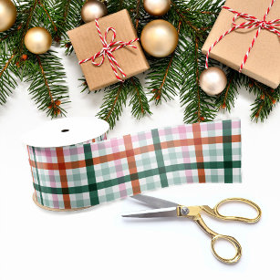1 Gold Foil Deer Grosgrain Red Christmas Plaid Holiday Ribbon DIY