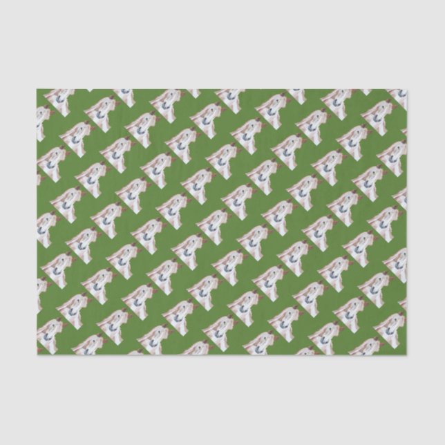 Christmas Green Pinto Thoroughbred Horse Pattern Tissue Paper (Front)