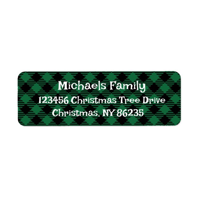 Christmas Green Plaid Address Labels Personalized  (Front)