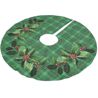 Christmas Green Plaid Brushed Polyester Tree Skirt