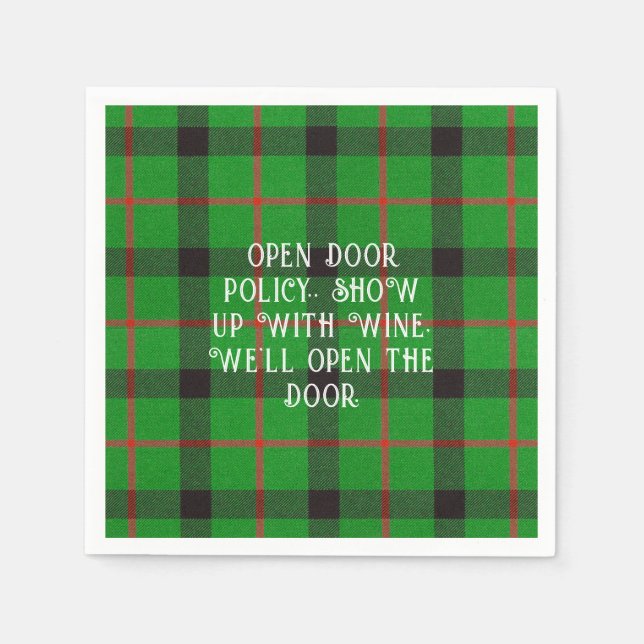 Christmas Green Plaid Funny Sayings  Paper Coaster Napkins (Front)