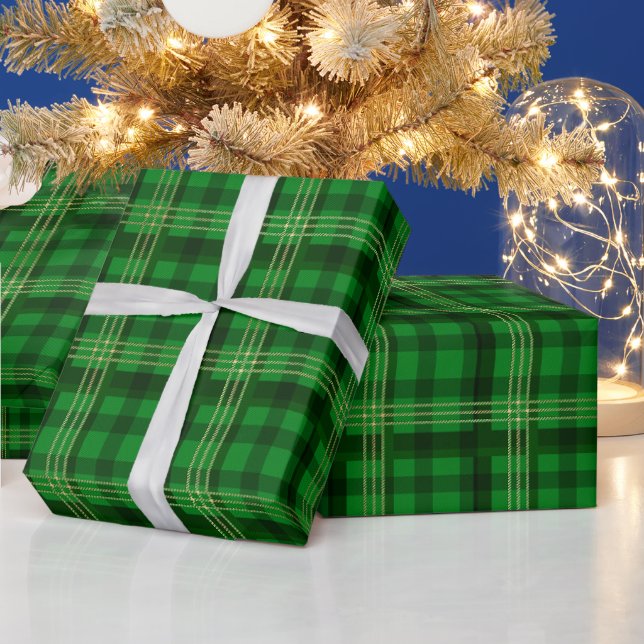 Christmas Green Plaid Wrapping Paper (Holidays)