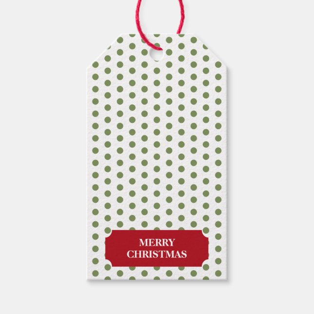 Christmas Green Polka Dots Gift Tags (Front)