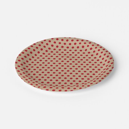 Christmas Green Polka Dots Kraft Paper Plates