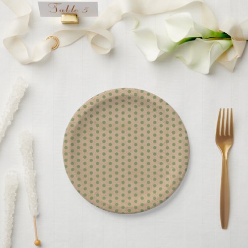 Christmas Green Polka Dots Kraft Paper Plates