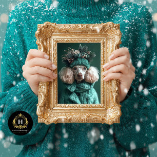 Christmas Green Poodle Portrait Decoupage Tissue Paper