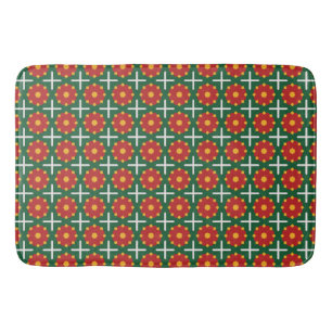 Christmas Green red and Yellow Pattern Bath Mat