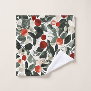 Christmas Green Red Berries Bath Towel Set