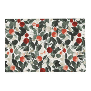 Christmas Green Red Berries Placemat