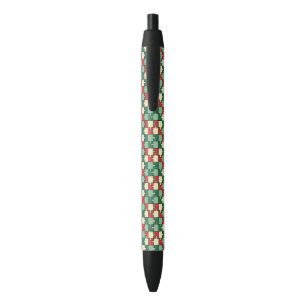 Christmas Green Red Geometric Puzzle Piece Pattern Pen