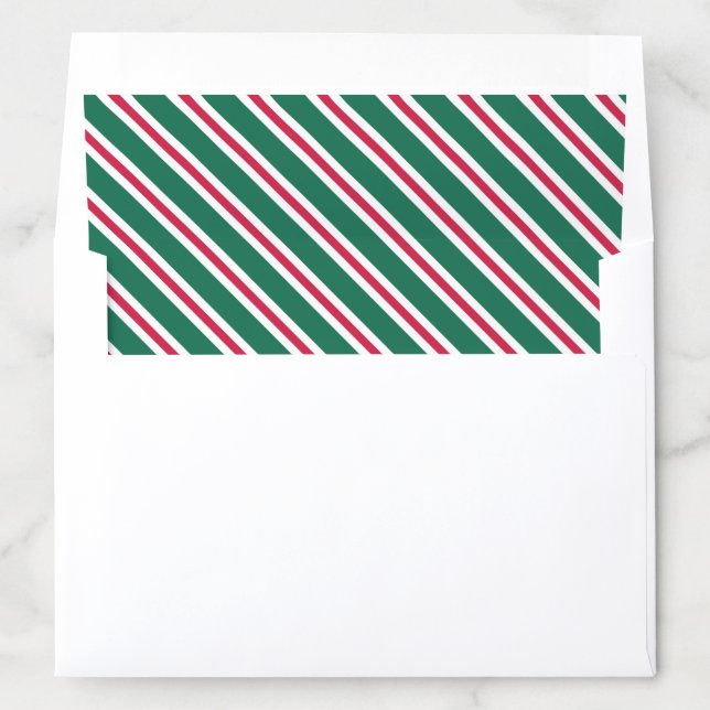 Christmas Green & Red Peppermint Stripes Envelope Liner (In Envelope)