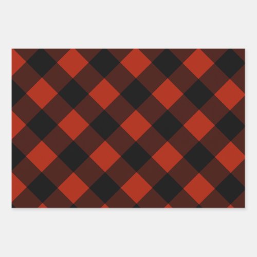 Christmas Green Red White  Black Plaid Patterns Wrapping Paper Sheets