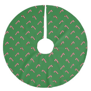 Christmas green red white cute candy cane pattern brushed polyester tree skirt