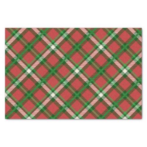 Christmas Green Red White Plaid Tartan Pattern Tissue Paper