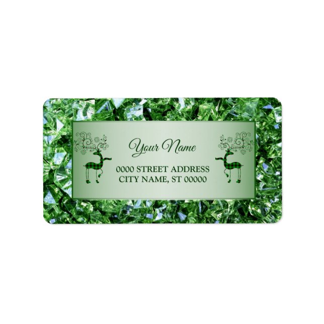 Christmas Green Reindeer Holidays Trendy Label (Front)