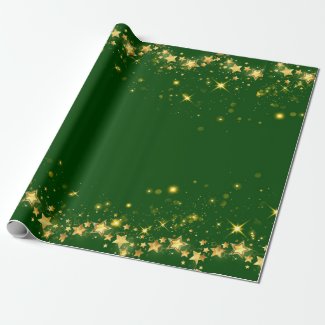 christmas green shiny stars Wrapping Paper