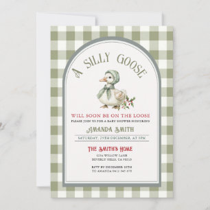 Christmas Green Silly Goose Baby Shower Invitation