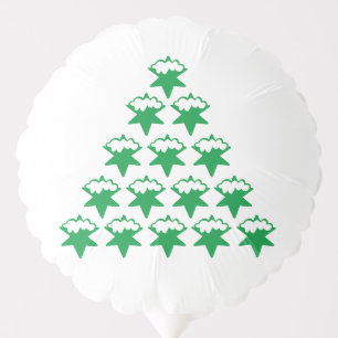 Christmas Green Snow Stars Tree, White background Balloon
