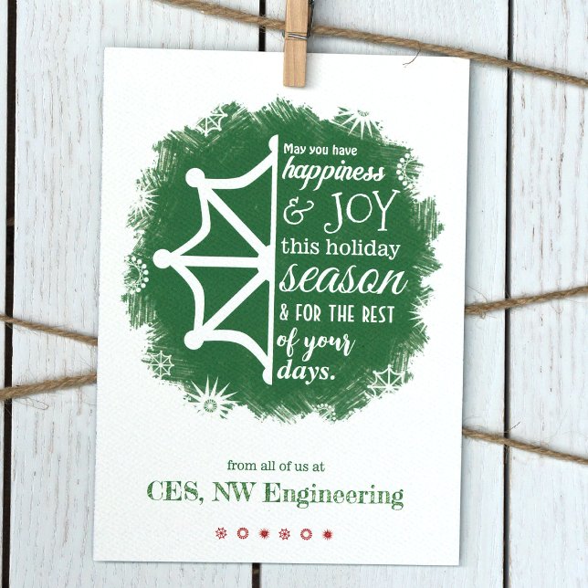 Christmas Green Snowflake Business Holiday Card (Green Logo, Bright Green Company Holiday Cards, Green Christmas Bulk Order Card Templates)