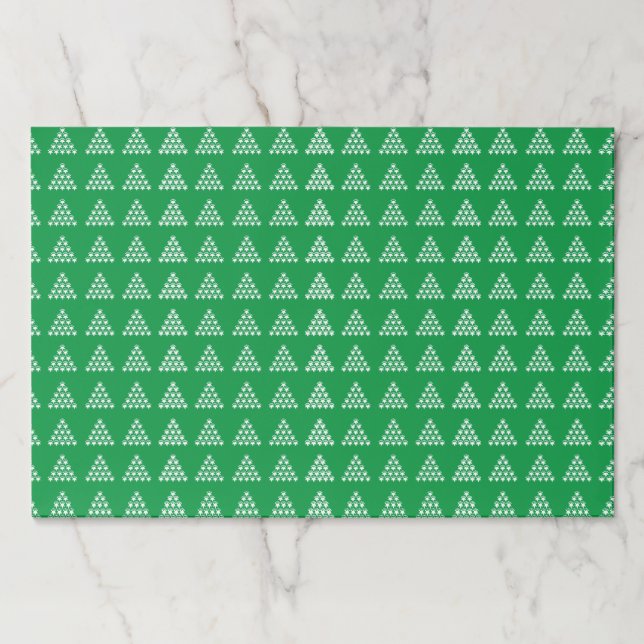 Christmas Green snowflakes Trees paper placemats (Front)