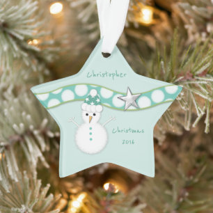Christmas green snowman Grandson believe Ornament