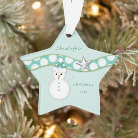 Christmas Green Snowman Grandson Believe Ornament