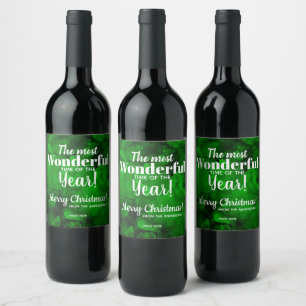 Christmas Green to Black Watercolor Wine Label