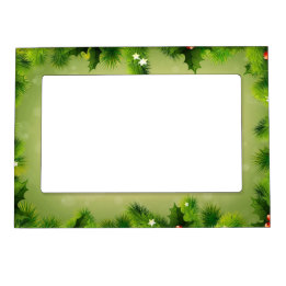 Christmas Green Tree Boughs Gift Magnetic Frame