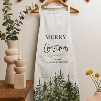 Christmas Green Tree | Merry Christmas Apron by LovePattern at Zazzle