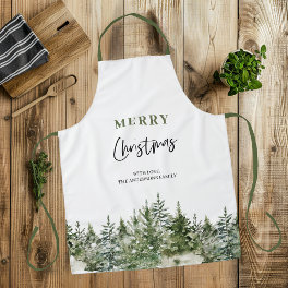 Christmas Green Tree Merry Christmas Apron