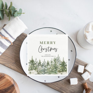 Christmas Green Tree   Merry Christmas Napkins