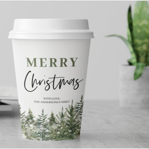 Christmas Green Tree  Merry Christmas Paper Cups